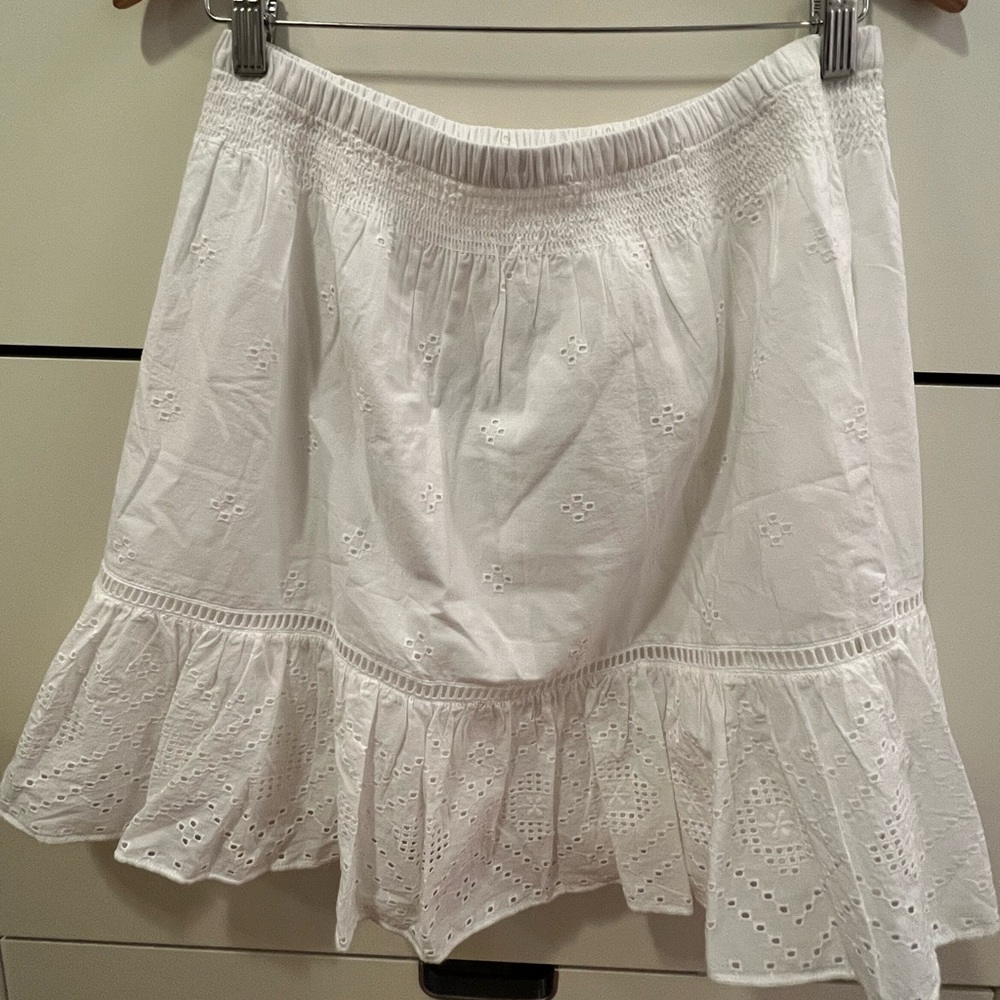 NWT Madewell Embroidered Smock Waist Ruffle Mini Skirt - Picture 7 of 13